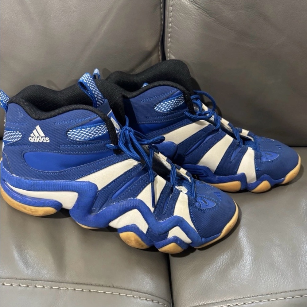 Adidas Men’s Royal Blue and White High-Top Sneakers